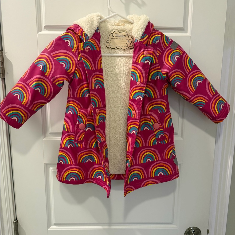 Hatley Kids Colorful Rainbow Raincoat - Pink